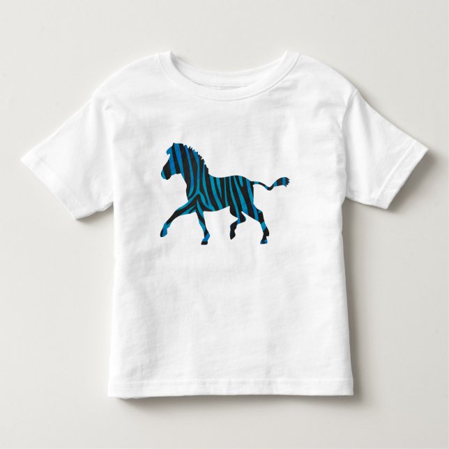 Schwarz-Blau-Silhouette Zebra Kleinkind T-shirt (Vorderseite)