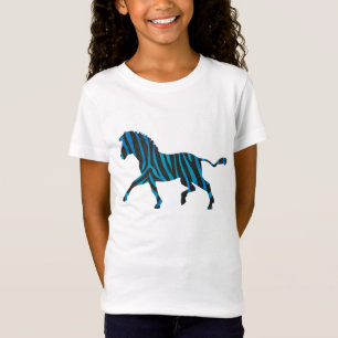 Schwarz-Blau-Silhouette Zebra T-Shirt