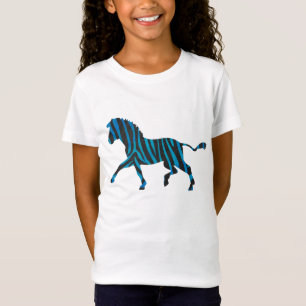 Schwarz-Blau-Silhouette Zebra T-Shirt