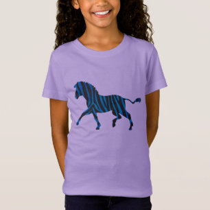 Schwarz-Blau-Silhouette Zebra T-Shirt