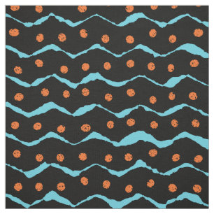 Schwarz-, Blau- und Orangenmuster Stoff