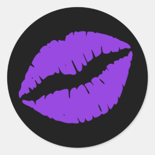 Schwarz-Blau-Violett-Lipstick-Druck Runder Aufkleber