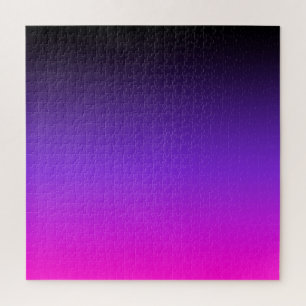 Schwarz Blau Violett und Neonrosa Ombre Puzzle