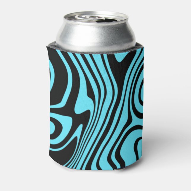 Schwarz Blau Wavy Streifen kann färben oder Farbe  Dosenkühler (Kanne Rückseite)