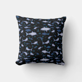 Schwarz-Blau-Wiederholungsmotiv | Shark Pattern Kissen