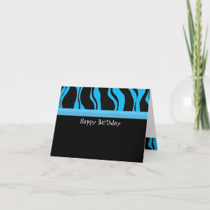 Schwarz-blaue Zebrastreifen-Geburtstag Karte