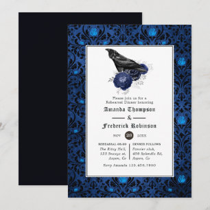 Schwarz-blaues gotisches Blumen-Probendinner Einladung