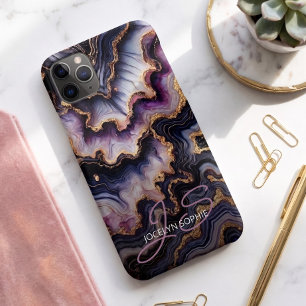 Schwarz-blaues Violet Lila Gold Marmorklasseln Art Case-Mate iPhone Hülle