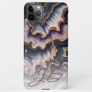 Schwarz-blaues Violet Lila Gold Marmorklasseln Art iPhone 11Pro Max Hülle