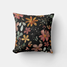 Schwarz-Blütendruck Kissen