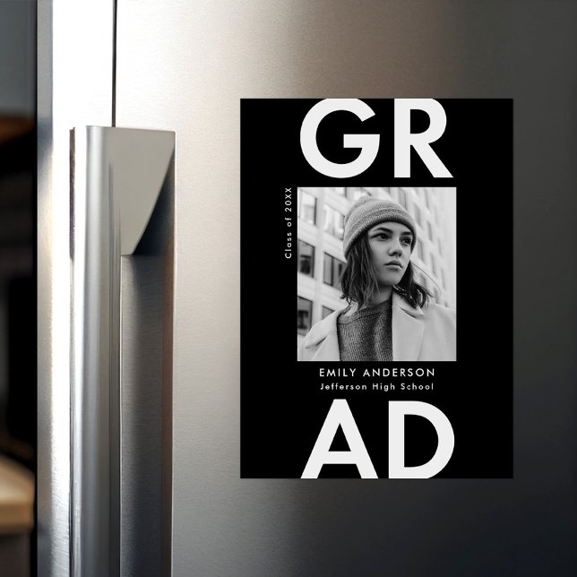 Schwarz | Bold Grad Foto Abschluss Ankündigung (Von Creator hochgeladen)
