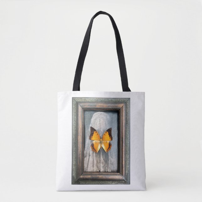 Schwarz-Bordeauxpas Butterfly Tote Bag (Vorderseite)