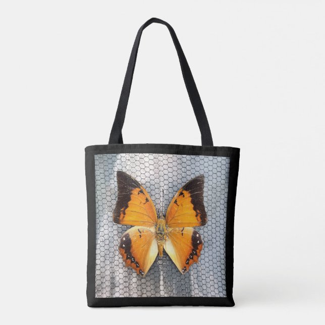 Schwarz-Bordeauxpas Butterfly Tote Bag (Rückseite)