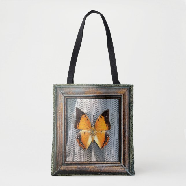 Schwarz-Bordeauxpas Butterfly Tote Bag (Vorderseite)