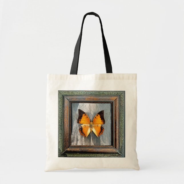 Schwarz-Bordeauxpas Butterfly Tote Bag Tragetasche (Vorne)