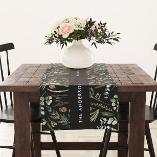 Schwarz botanisch elegante moderne Geschenkdekor m Mittelgroßer Tischläufer
