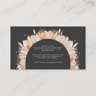 Schwarz-botanisch-elegante Pampas Hochzeitsdetails Begleitkarte