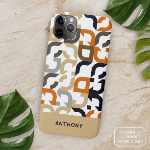 Schwarz Braun Beige Orange Midcentury-Kunstmuster Case-Mate iPhone Hülle