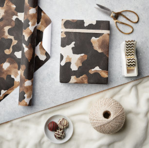Schwarz Braun Creme Kuh Druck Geburtstag Geschenkpapier