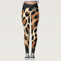 Schwarz Braun Cremefarben Gemalt Leopard Tierprint