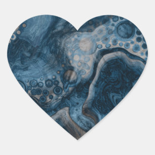 Schwarz, Braun, Grau und Blau Abstrakt Moderne Herz-Aufkleber