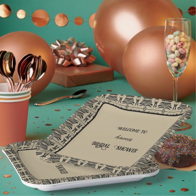 Schwarz-Braun-Griechisch-Mittelmeer-Dusche Pappteller (Multi)