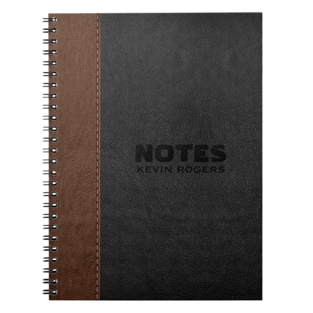 Schwarz-Braun-Strohledergewebe Notizblock (Vorderseite)