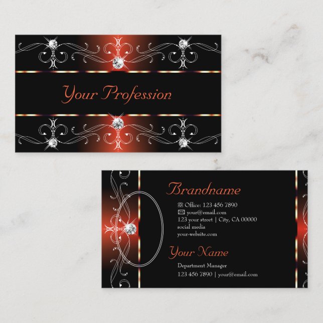 Schwarz-Braun-Verzierte Grenzen Visitenkarte (Vorne/Hinten)