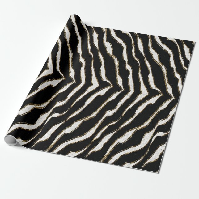 Schwarz-Braun & Weiß-Zebra-Druckgeschenk-Wrap Geschenkpapier (Ungerollt)