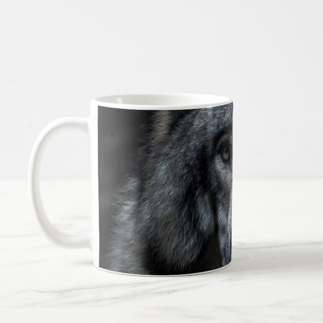 SCHWARZ-BRAUN-WOLF-GEMÄLDE KAFFEETASSE (Links)