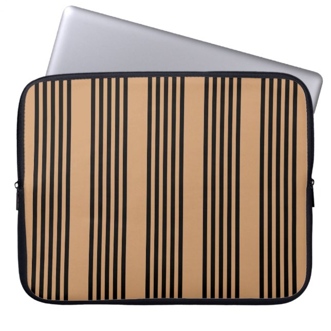 Schwarz-Bräune-Fünf-Streifen-Muster Laptopschutzhülle (Vorderseite)