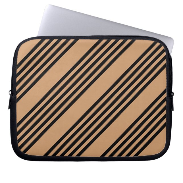 Schwarz-Bräune-Fünf-Streifen-Muster Laptopschutzhülle (Vorderseite)
