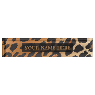 Schwarz & Braune Gepard Leopard Glam Personalisier Namensplakette