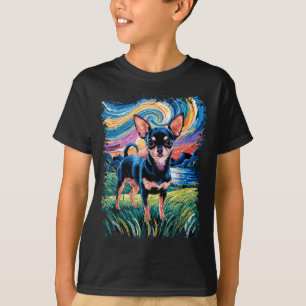 Schwarz-brauner glatter Chihuahua Sternennacht Hun T-Shirt