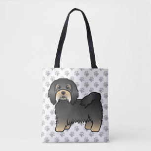 Schwarz-brauner Havanese süßer Cartoon-Hund & Pfot