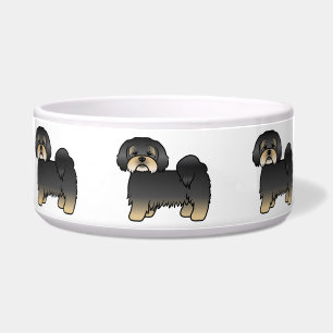 Schwarz-brauner Lhasa Apso süßer Cartoon-Hund Napf