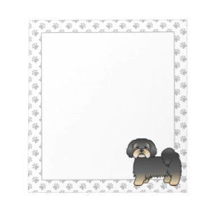 Schwarz-brauner Lhasa Apso süßer Cartoon-Hund Notizblock
