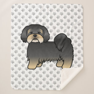 Schwarz-brauner Lhasa Apso süßer Cartoon-Hund Sherpadecke