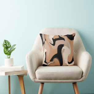 Schwarz-brauner Marmor Swirbel Muster Kissen Kisse