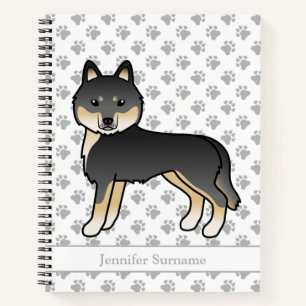 Schwarz-brauner sibirischer Husky-Cartoon-Hund & T Notizbuch