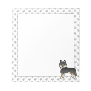 Schwarz-brauner sibirischer Husky süßer Cartoon-Hu Notizblock