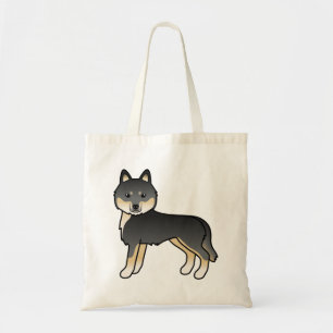 Schwarz-brauner sibirischer Husky süßer Cartoon-Hu Tragetasche
