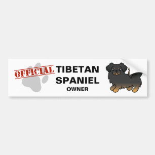Schwarz-brauner Tibet-Spaniel-Cartoon-Hund Autoaufkleber