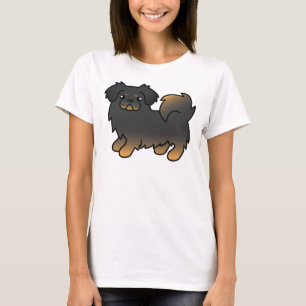 Schwarz-brauner Tibet-Spaniel süßer Cartoon-Hund T-Shirt