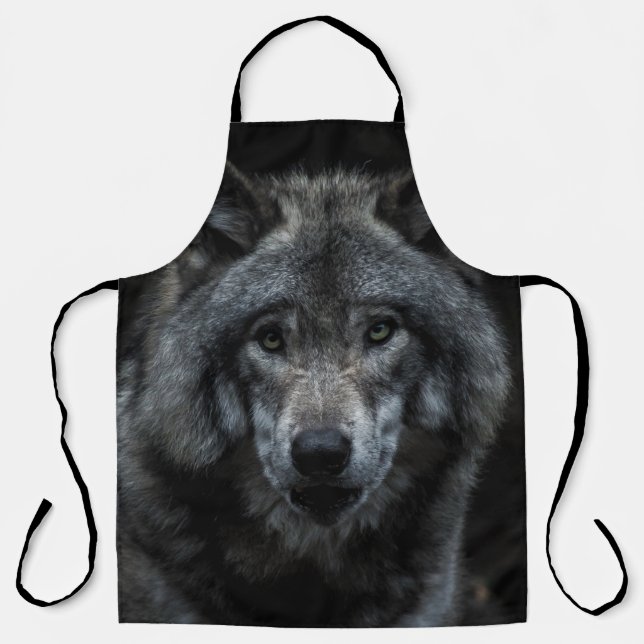 SCHWARZ-BRAUNER WOLF MALEREI SCHÜRZE (Vorderseite)