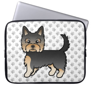 Schwarz-brauner Yorkshire Terrier Cartoon-Hund & P Laptopschutzhülle