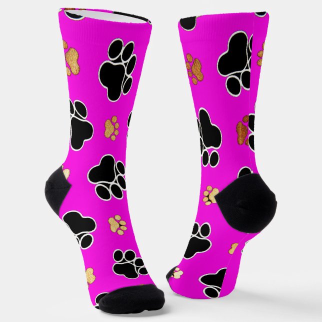 Schwarz-bräunliche Hundekuh druckpink Socken (Gewinkelt)