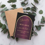 Schwarz-burgund Gold Arch 70. Geburtstag Save The Date<br><div class="desc">Eine Save the Date Karte für eine 70. Geburtstagsfeier. Schwarz und Bordeaux,  mit einem goldenen Imitat geschmückt. Personalisieren und fügen Sie ein Datum und Ihren Namen. Der Text: Siebzig und Save the Date ist mit einem großen trendigen handgeschriebenen Stil geschrieben.</div>