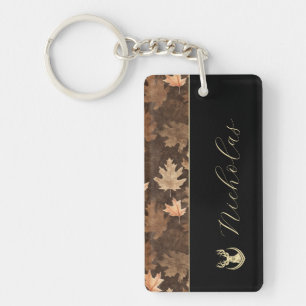 Schwarz, Camo und Gold Elegantes Schriftzug-Name Schlüsselanhänger