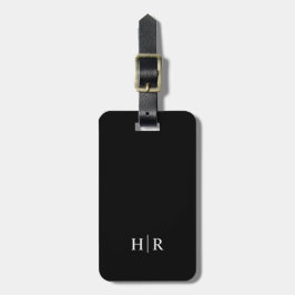Schwarz Classic Elegant Minimal Modernes Monogramm Gepäckanhänger